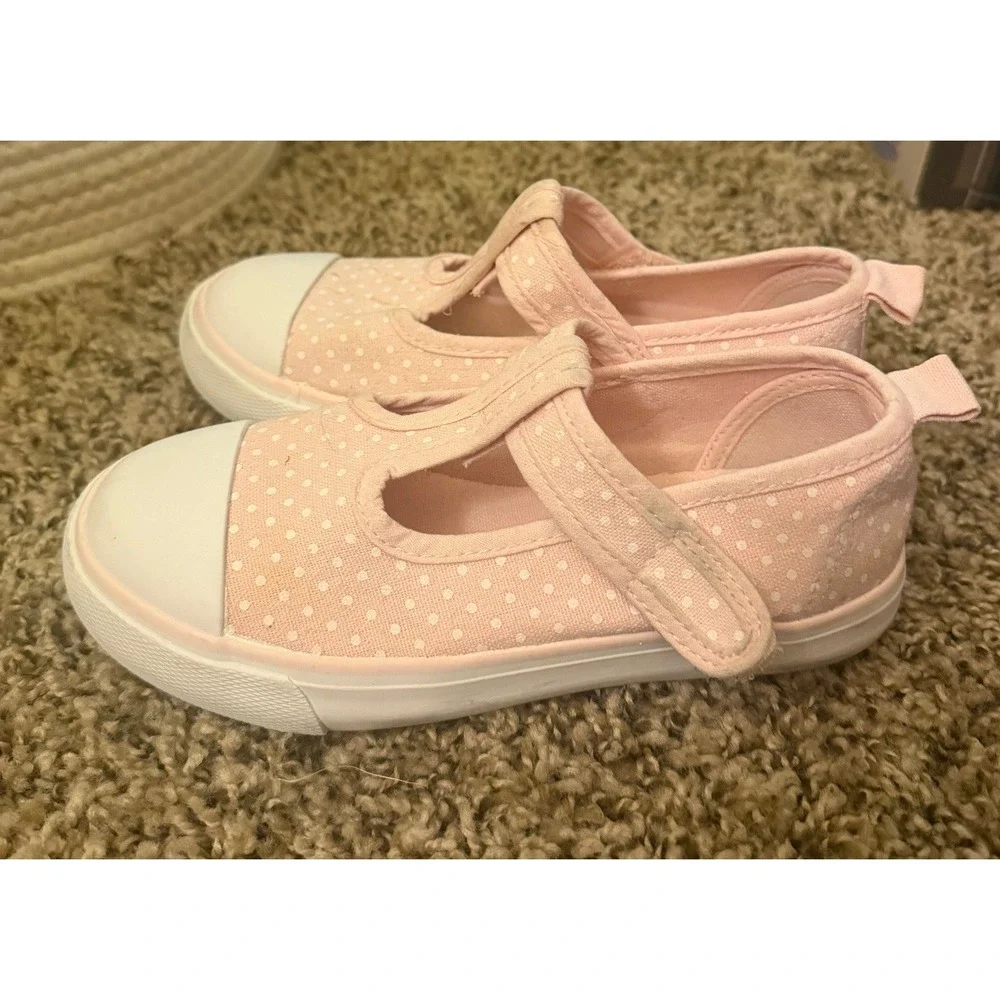 Lily & Dan Pink Polka Dot Mary Jane Canvas Sneakers Size 10/11